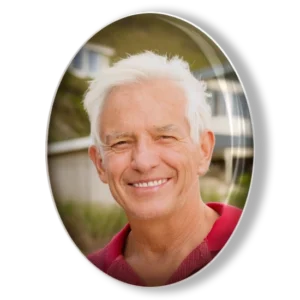 oval photoceramic with middle aged man
