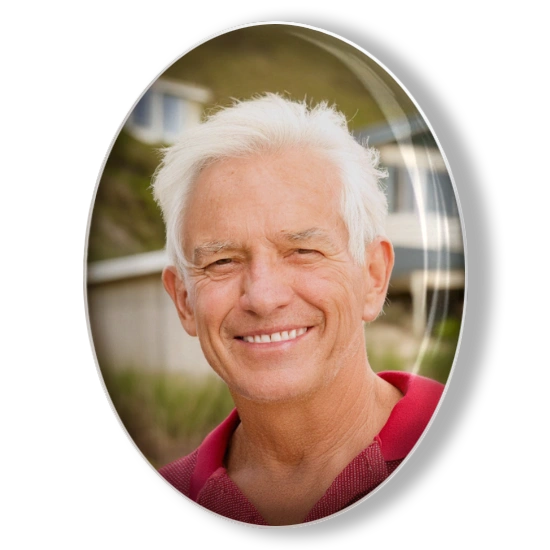 oval photoceramic with middle aged man