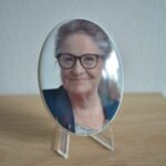 old lady round photo ceramic